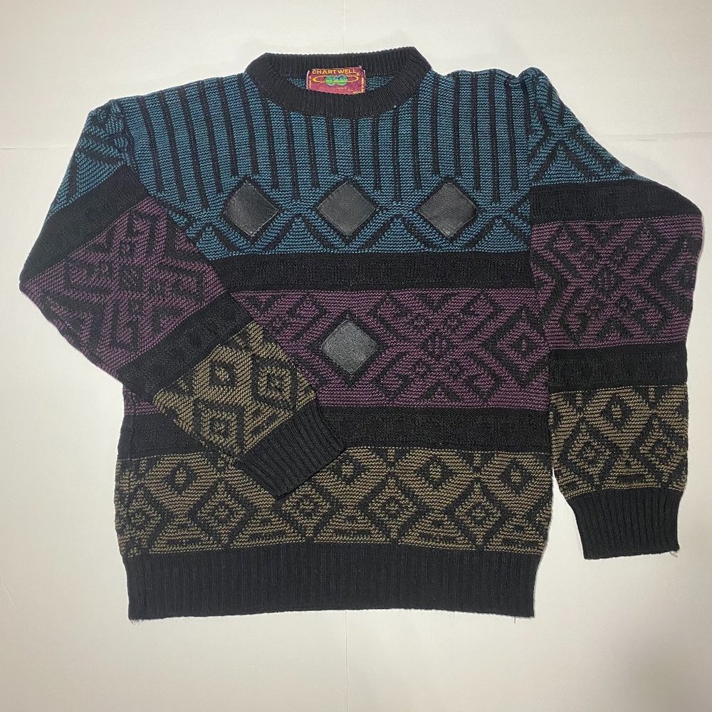 Vintage blue, purple, and gold Chartwell Sweater